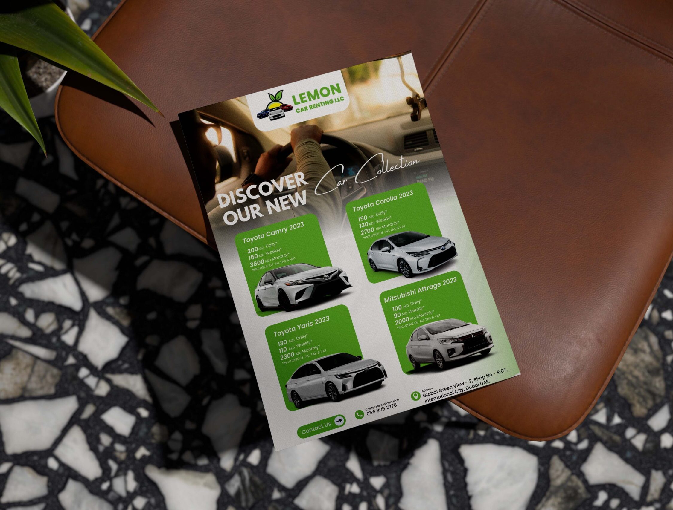 Lemon Car Rental Poster Mockup PSD